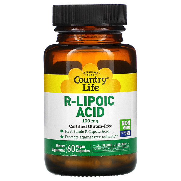 Country Life‏, R-Lipoic Acid, 100 mg, 60 Vegetarian Capsules