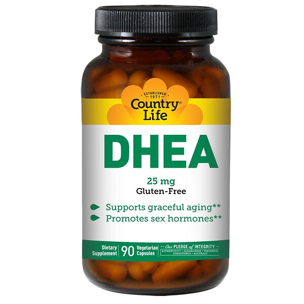 Country Life, DHEA, 25 mg, 90 Vegetarian Capsules - iHerb