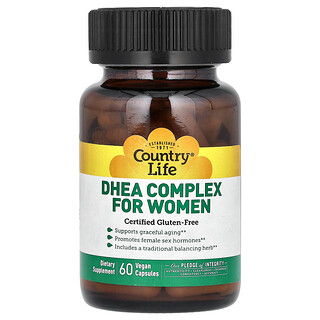 Country Life, Complexo DHEA para Mulheres, 60 Cápsulas Veganas