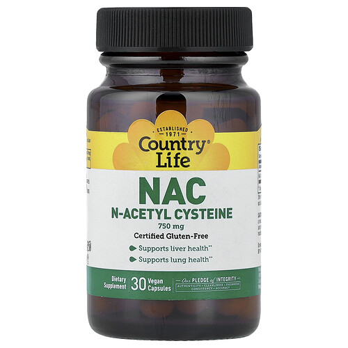 Country Life, NAC, 750 mg, 30 vegane Kapseln