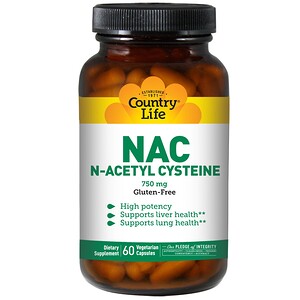 Отзывы о Кантри Лайф, NAC, N-Acetyl Cysteine, 750 mg, 60 Vegetarian Capsules