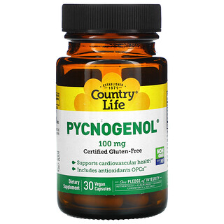 Country Life, Pycnogenol, 100mg, 베지 캡슐 30정