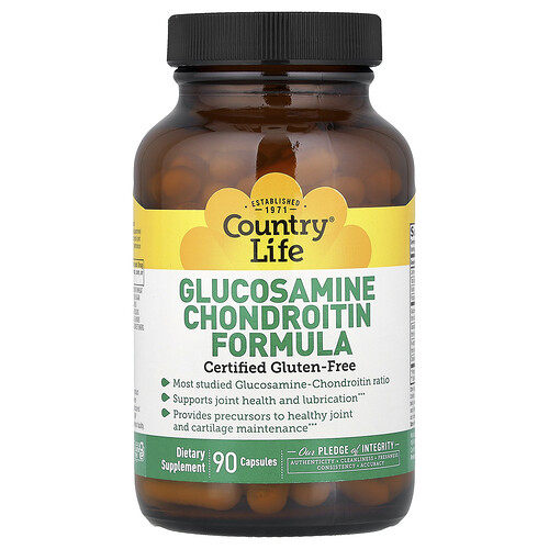 Country Life, Glucosamina y condroitina de fórmula, 90 cápsulas
