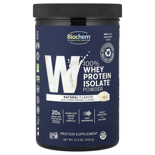 Biochem, 100% Whey Protein Isolate Powder, 100% Molkenproteinisolatpulver, natürlich, 350 g (12,3 oz.)