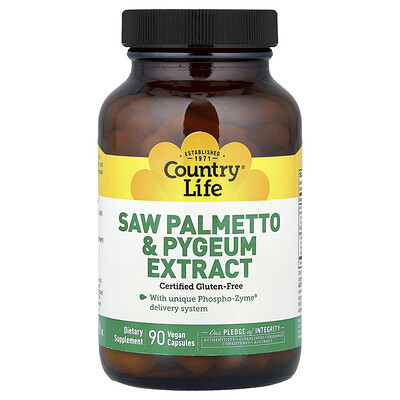 Country Life, Saw Palmetto y extracto de Pygeum, 90 cápsulas veganas