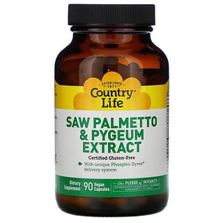 Country Life, Saw Palmetto & Pygeum Extract, 90 Vegan Capsules
