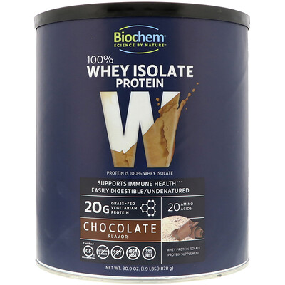 Biochem 100 % изолят сывороточного протеина со вкусом шоколада, 878 г (1,9 фунта)