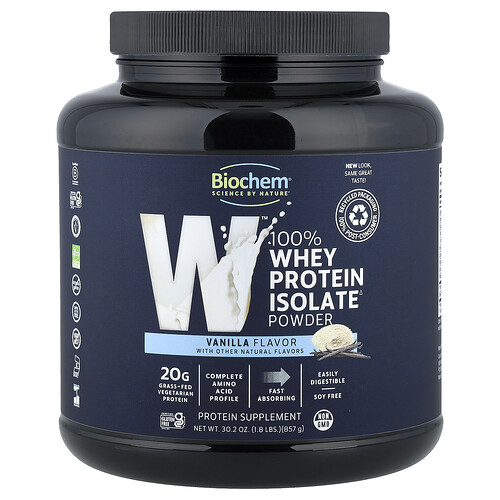 Biochem, 100% Molkenproteinisolat, Vanille, 857 g (30,2 oz.)