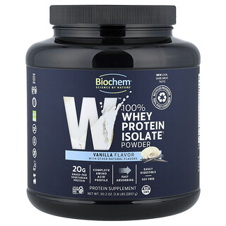 Biochem, 100% Whey Isolate Protein Powder, Vanilla, 1.8 lbs (857 g)