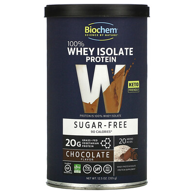 Biochem 100% Whey Isolate Protein, Sugar Free, Chocolate Flavor, 12.5 oz (355 g)