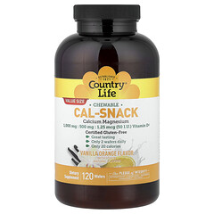 Cal-Snack, жувальні таблетки з кальцієм і магнієм, ваніль і апельсин, 120 вафель