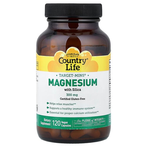Country Life, Target-Mins®, Magnesium mit Siliciumdioxid, 120 vegane Kapseln