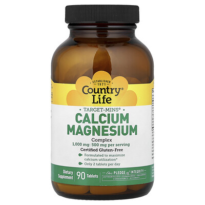 Product Image for Country Life, Target-Mins , Calcium Magnesium Complex, 90 Tablets