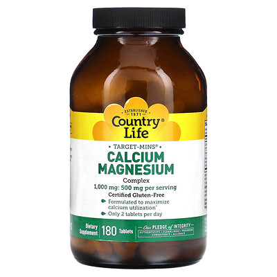 

Country Life Target-Mins Calcium-Magnesium Complex 500 mg 180 Tablets