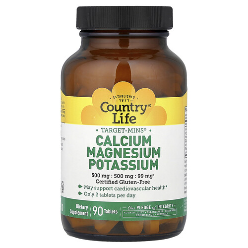 Country Life, Target-Mins®, Calcio, magnesio y potasio, 90 comprimidos