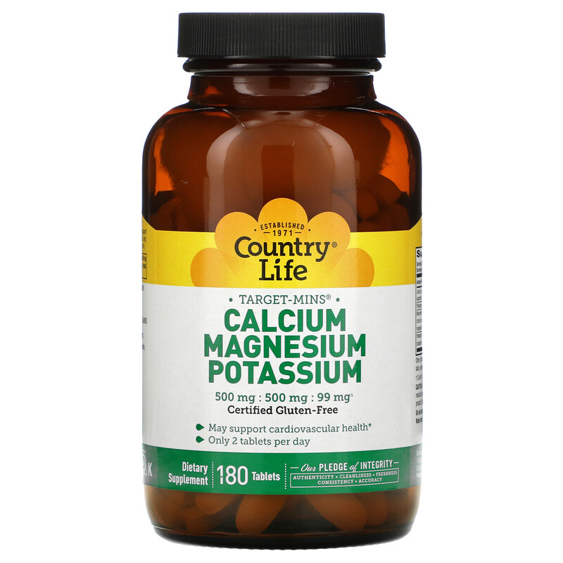 Country Life Target Mins Calcium Magnesium Potassium 180 Tablets Iherb 6774