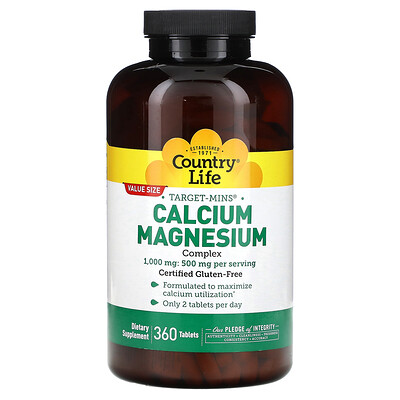 

Country Life Target-Mins Calcium-Magnesium Complex 360 Tablets