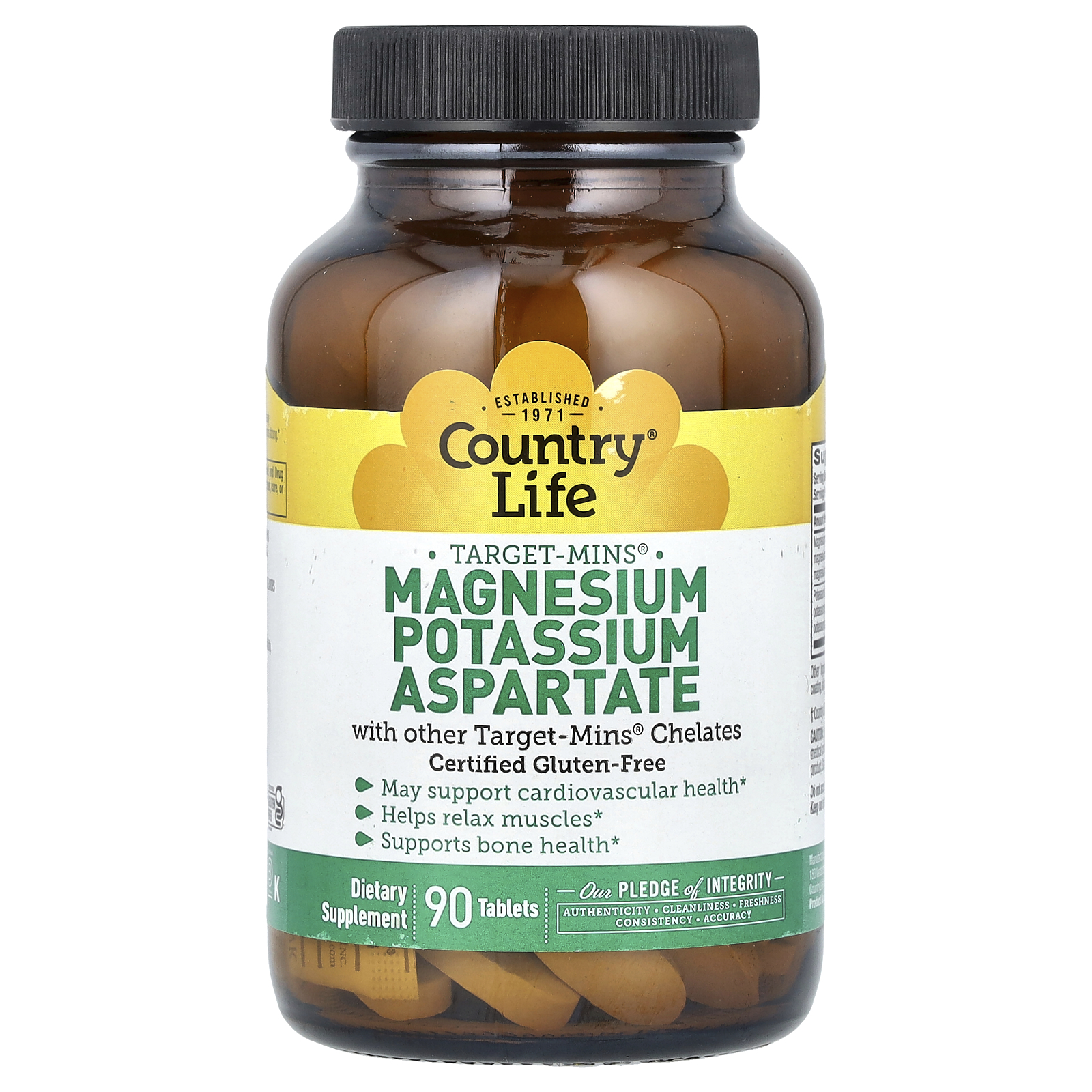 Country Life (컨트리라이프), Target-Mins® , 마그네슘, 칼륨, 아스파테이트, 90정