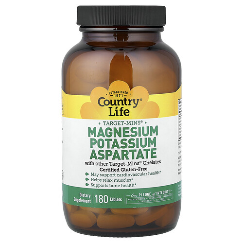 Country Life, Target-Mins, Magnesium Potassium Aspartate, 180 Tablets