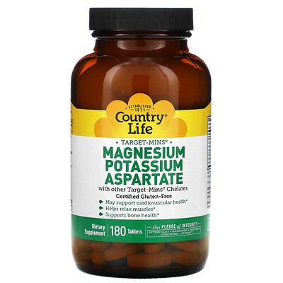 

Country Life Target-Mins Magnesium Potassium Aspartate 180 Tablets