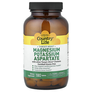 Country Life, Target-Mins®, magnesiumkaliumaspartaat, 180 tabletten