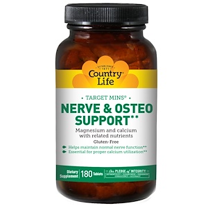 Отзывы о Кантри Лайф, Target-Mins, Nerve & Osteo Support, 180 Tablets