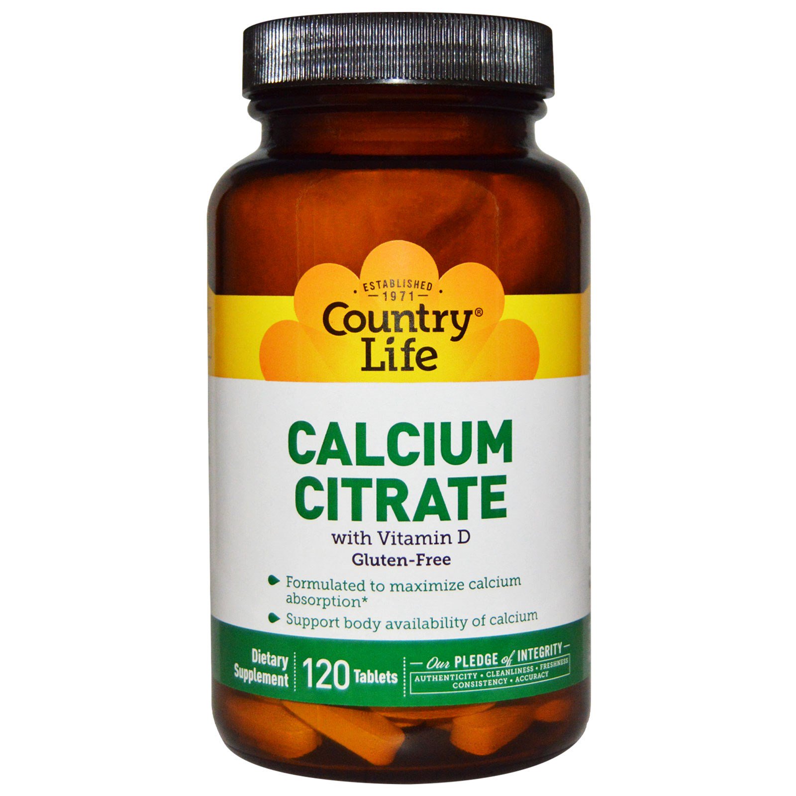 Country Life Calcium Citrate With Vitamin D 120 Tablets