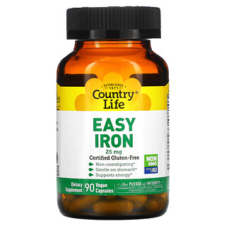 Country Life, Easy Iron, 25 mg, 90 Cápsulas Vegetales