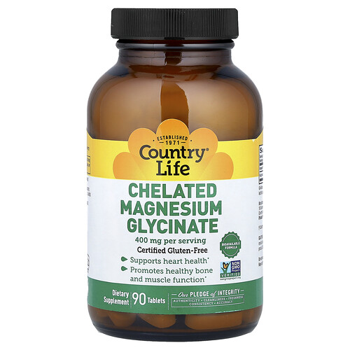 Country Life, Chelated Magnesium Glycinate, 90 Tablets (133 mg per Tablet)