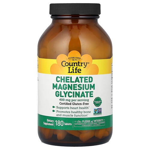 Country Life Chelated Magnesium Glycinate, 180 Tablets (133 mg per Tablet)