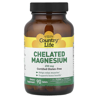 Product Image for Country Life, Chelated Magnesium , 250 mg , 90 Tablets