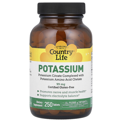 Country Life Potassium, 99 mg, 250 Tablets