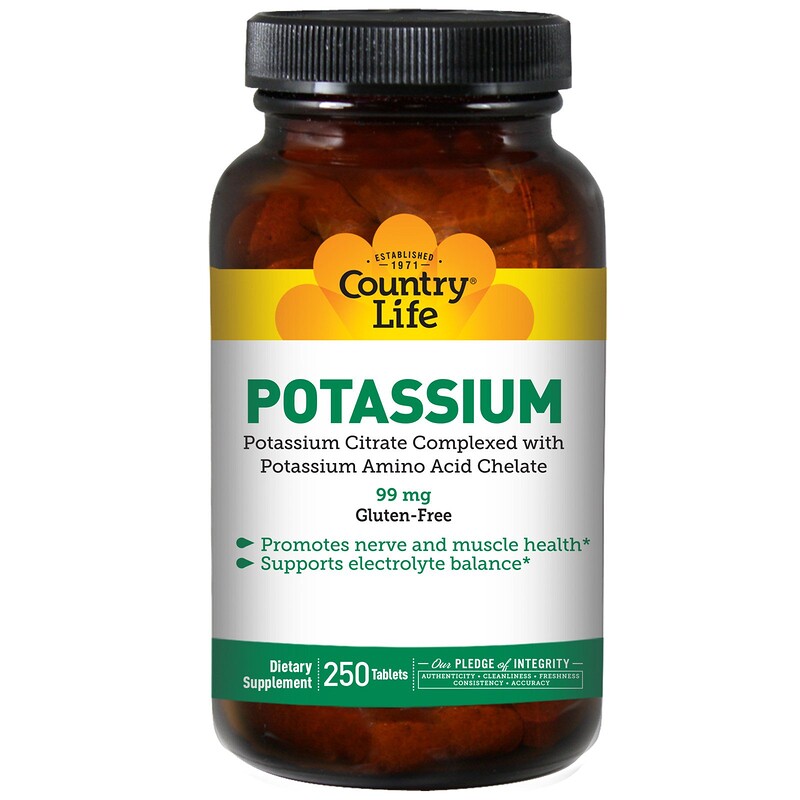 Country Life, Potassium, 99 mg, 250 Tablets iHerb