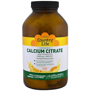 Отзывы о Кантри Лайф, Calcium Citrate, Orange Flavor, 120 Chewable Wafers