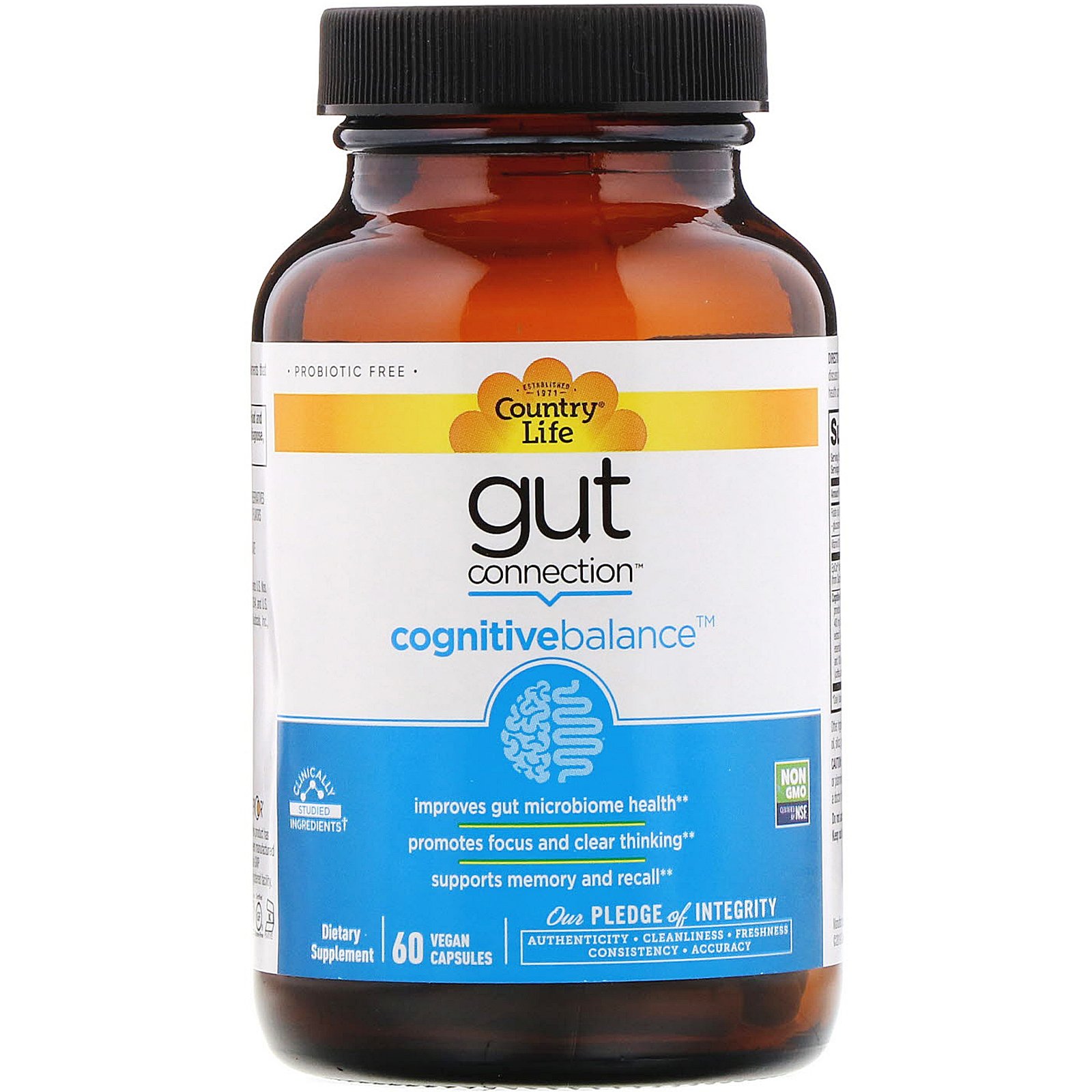 Country Life, Gut Connection, Cognitive Balance, 60 Vegan Capsules