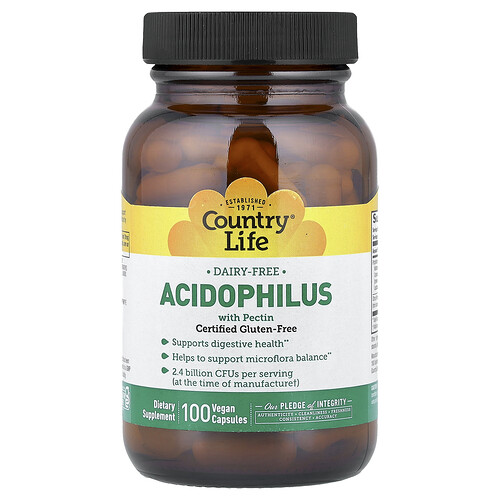 Country Life, Acidophilus with Pectin, Acidophilus mit Pektin, 100 vegane Kapseln