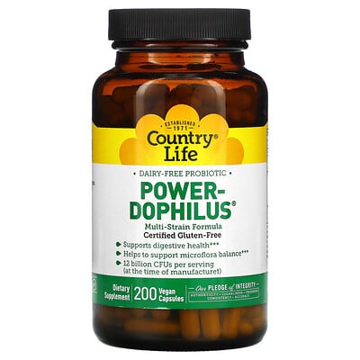

Country Life, Dairy-Free Probiotic, Power-Dophilus, 200 Vegan Capsules