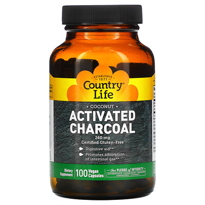 

Country Life Activated Charcoal, 260 mg, 100 Vegan Capsules