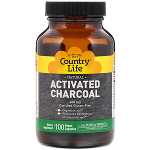 Отзывы о Кантри Лайф, Activated Charcoal, 260 mg, 100 Vegan Capsules