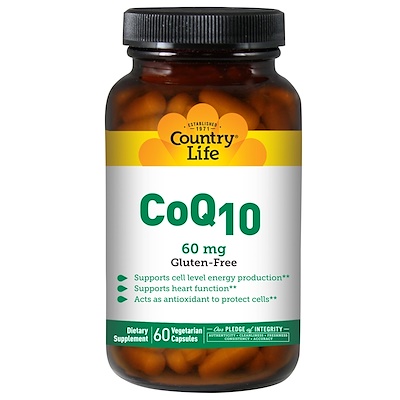 Country Life Коэнзим Q10, 60 мг, 60 вегетарианских капсул