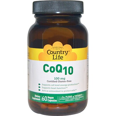 Country Life Коэнзим Q10, 100 мг, 60 веганских капсул
