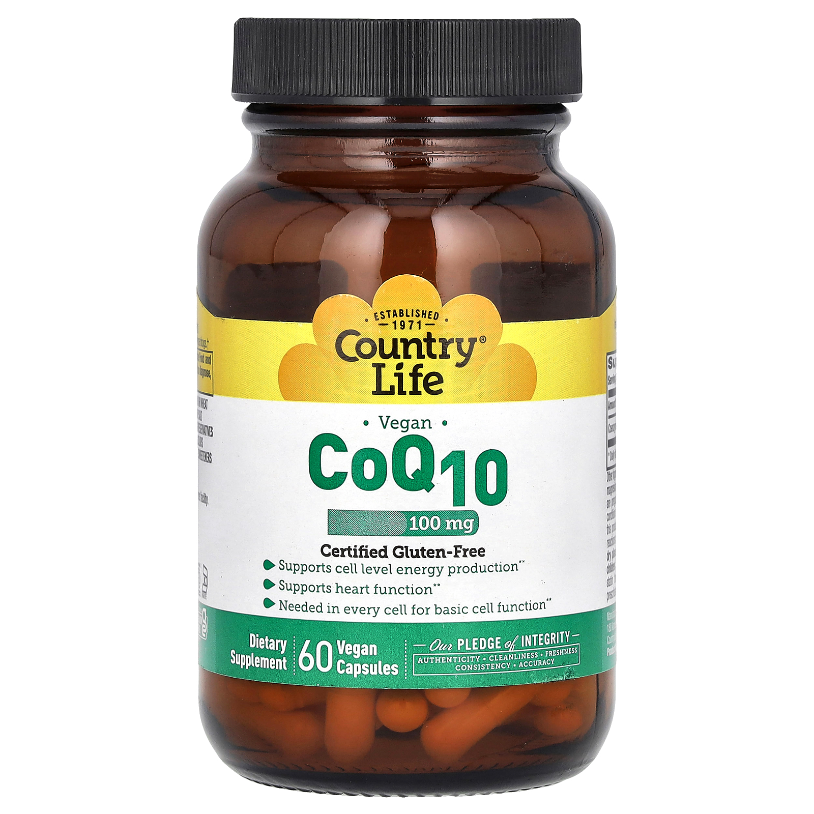 Country Life (컨트리라이프), 비건 CoQ10, 100mg, 베지 캡슐 60정