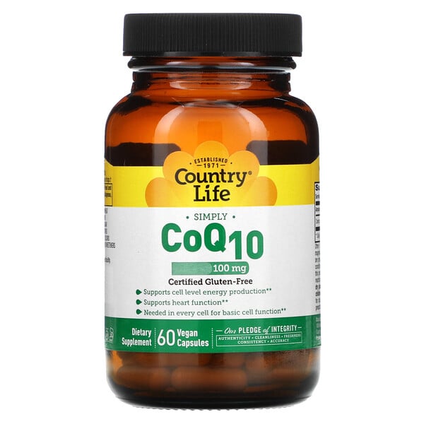 Country Life, CoQ10, 100 mg, 60 Cápsulas Veganas