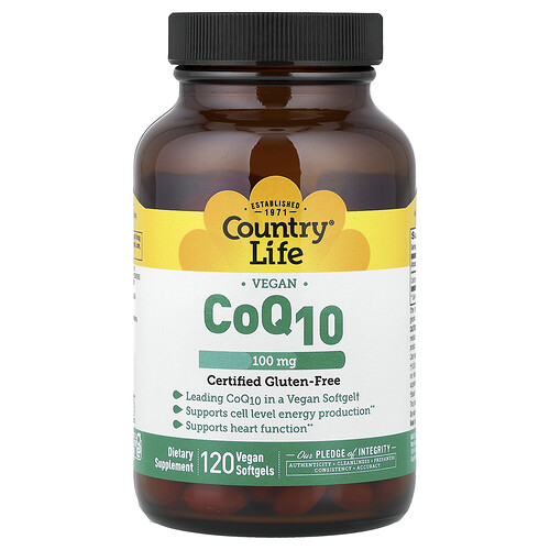 Country Life, Vegan CoQ10, veganes CoQ10, 100 mg, 120 vegane Weichkapseln