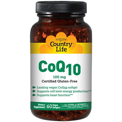 Country Life CoQ10, 100 мг, 120 веганских мягких капсул