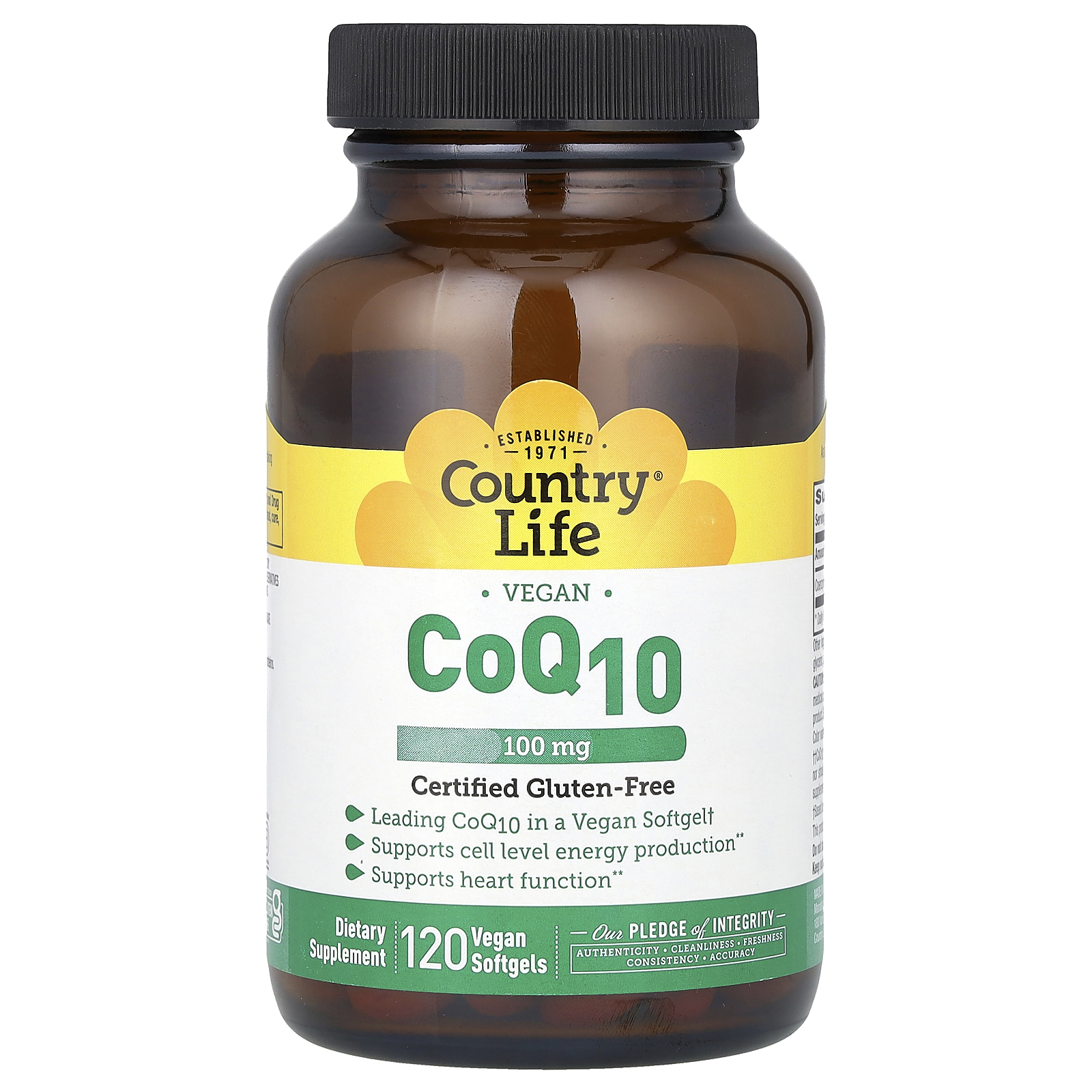 Country Life (컨트리라이프), 비건 CoQ10, 100mg, 비건 소프트젤 120정