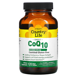 Country Life, CoQ10, 100 mg, 120ベーガンソフトゼリー