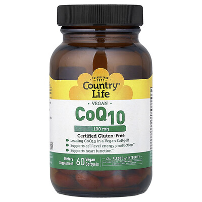 Product Image for Country Life, Vegan CoQ10, 100 mg, 60 Vegan Softgels