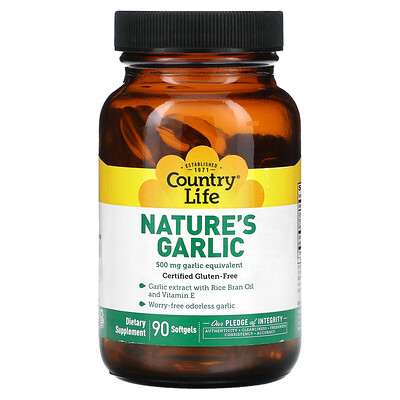 

Country Life, Nature's Garlic, 500 mg, 90 Softgels