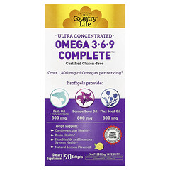 Ультраконцентрована омега-3-6-9 Complete™, натуральний лимонний смак, 90 капсул